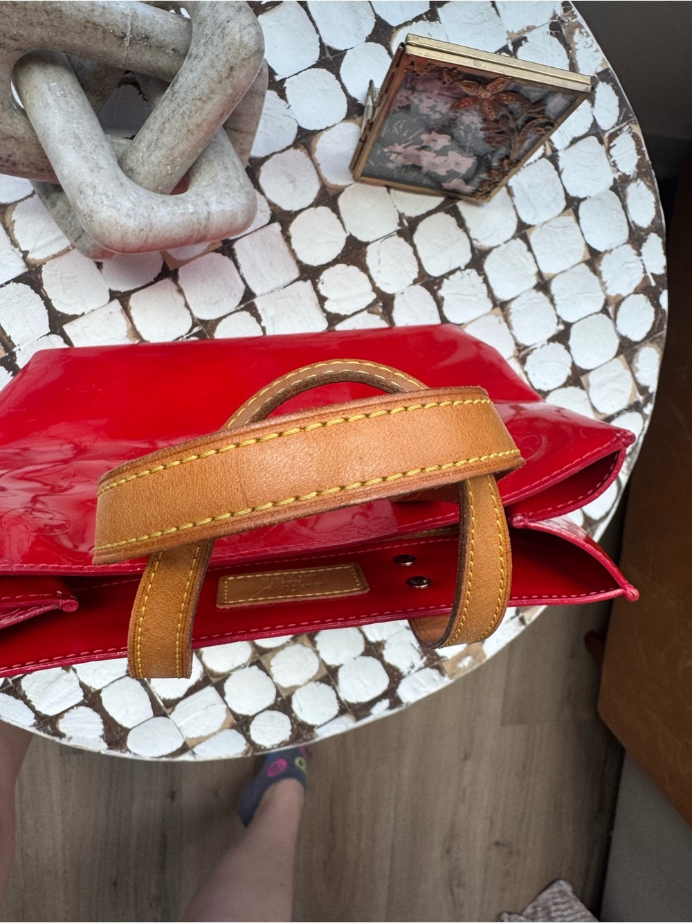Louis Vuitton Shoulder Bag Monogram Vernis Reade PM, Red, Vintage, Limited - Picture 9 of 14
